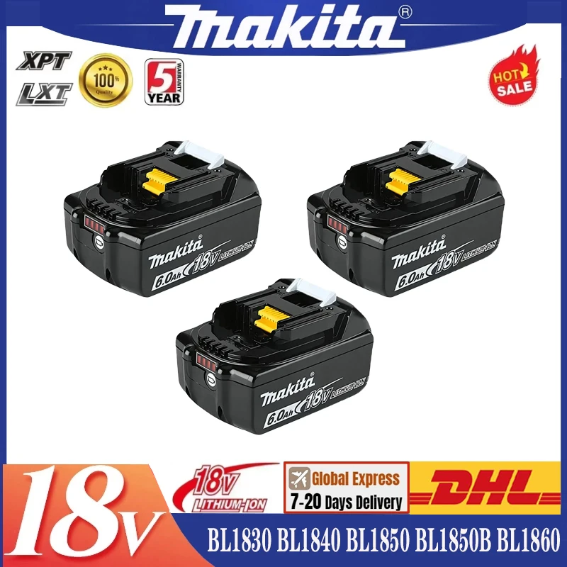 100% original Makita 6.0Ah 18V Rechargeable Battery for Makita 18V BL1830 BL1830B BL1840 BL1840B BL1850 BL1850B Power Tools