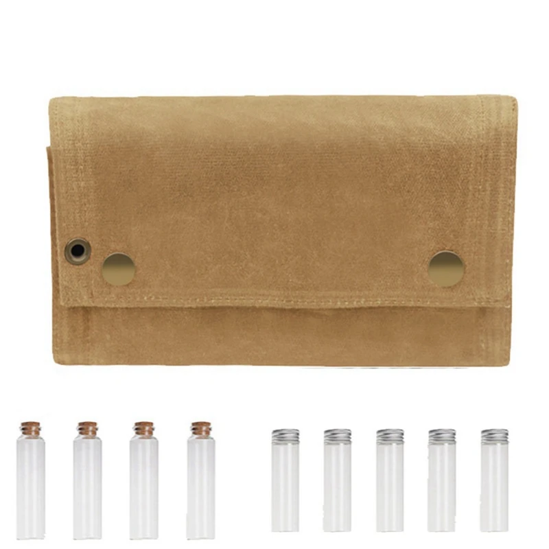 

DW-Outdoor Camping Spice Bottle Storage Bag Free 9Pcs Glass Spice Bottle BBQ Seasoning Bottle Canvas Bag Storage