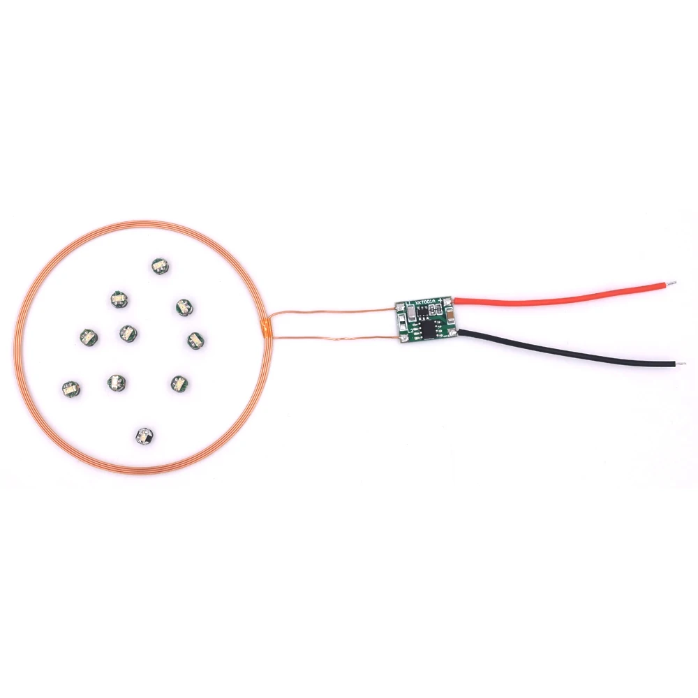 DC 5V 0-80mm Remote Wireless Charging Module Power Supply Coil Inductive USB Transmitter Module  + 10pcs Led Lamp