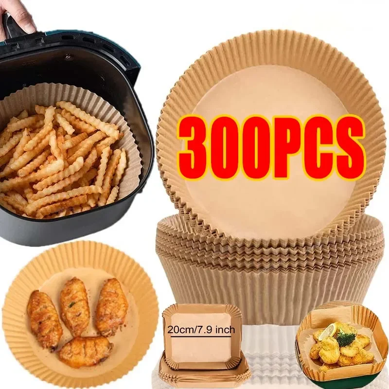 50/100PCS Air Fryer Disposable Paper Square Round Baking Paper Barbecue Plate NonStick Mat Kitchen Oven Oil Absorbing Paper Tool