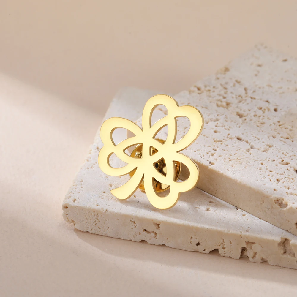 Dawapara Kleeblatt-Brosche mit Kleeblatt, Dreifaltigkeitsknoten, irisches Glückssymbol, St. Patricks Day, Edelstahlschmuck – Detail 21