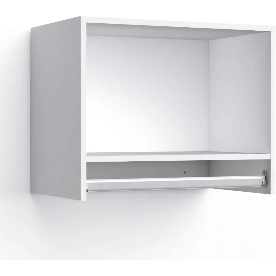 Single Hanging Closet Module, White MDF Closet Organizer System with Aluminum Hanging Rod, Wall-Mounted Wardrobe Storage for Sh