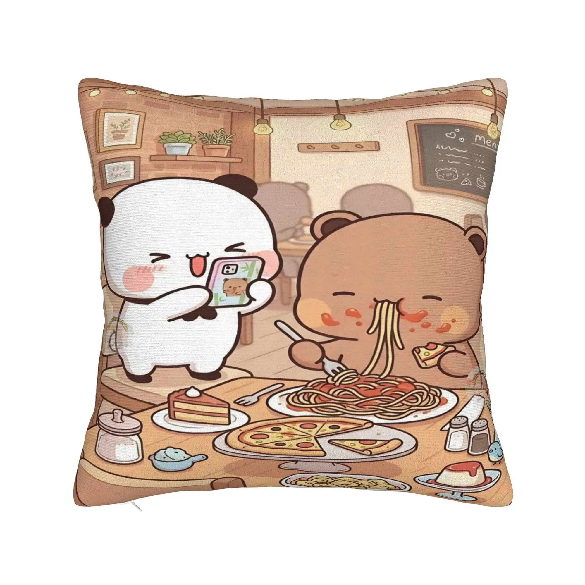Bear And Panda Bubu Dudu Pillow Cover Kawaii Pillow Case For Sofa Bedroom Home Decor Cushion Cover Polyester Pillowcases Gift