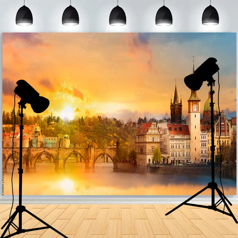 Décor de photographie de paysage européen, arrière-plans de studio photo avec la Tour Eiffel et le Pont, accessoires de décoration intérieure WD-09