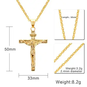Fashion Salib Yesus Kristus Pria Perhiasan Emas Coklat Perak Warna Logam Cross Liontin dengan Rantai Leher Kalung untuk Wanita 10 liontin ortodoks penjualan terbaik - №