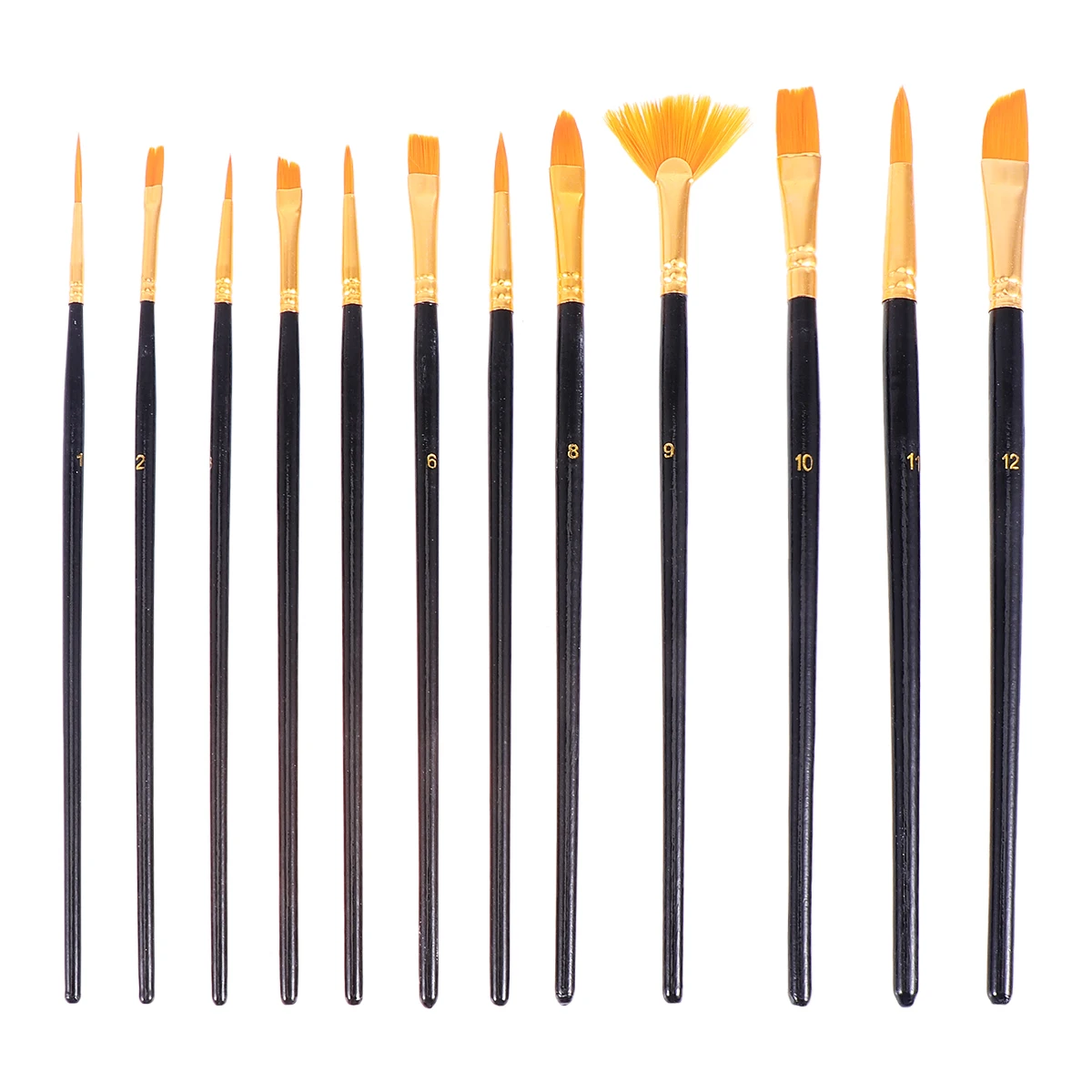 

12 Pcs Professional Paintbrush Set Durable Lightweight Acrylic Watercolor Gouache Oil Painting Brushes Ideal Gift Artists Kids