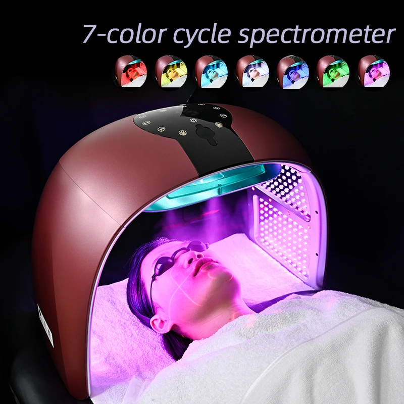 7-color LED Spectrometer Mask Nano Spray Skin Care Hydration Beauty Facial Skin Light Therapy Device SPA Home Use Beauty Devices