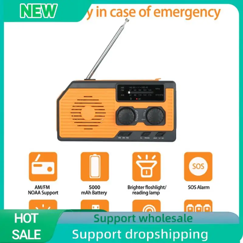 Solid 5000Mah Emergency Solar Power Radio USB Charging Hand Crank Dynamo Flashlight FM AM WB NOAA Weather Radio Power Bank