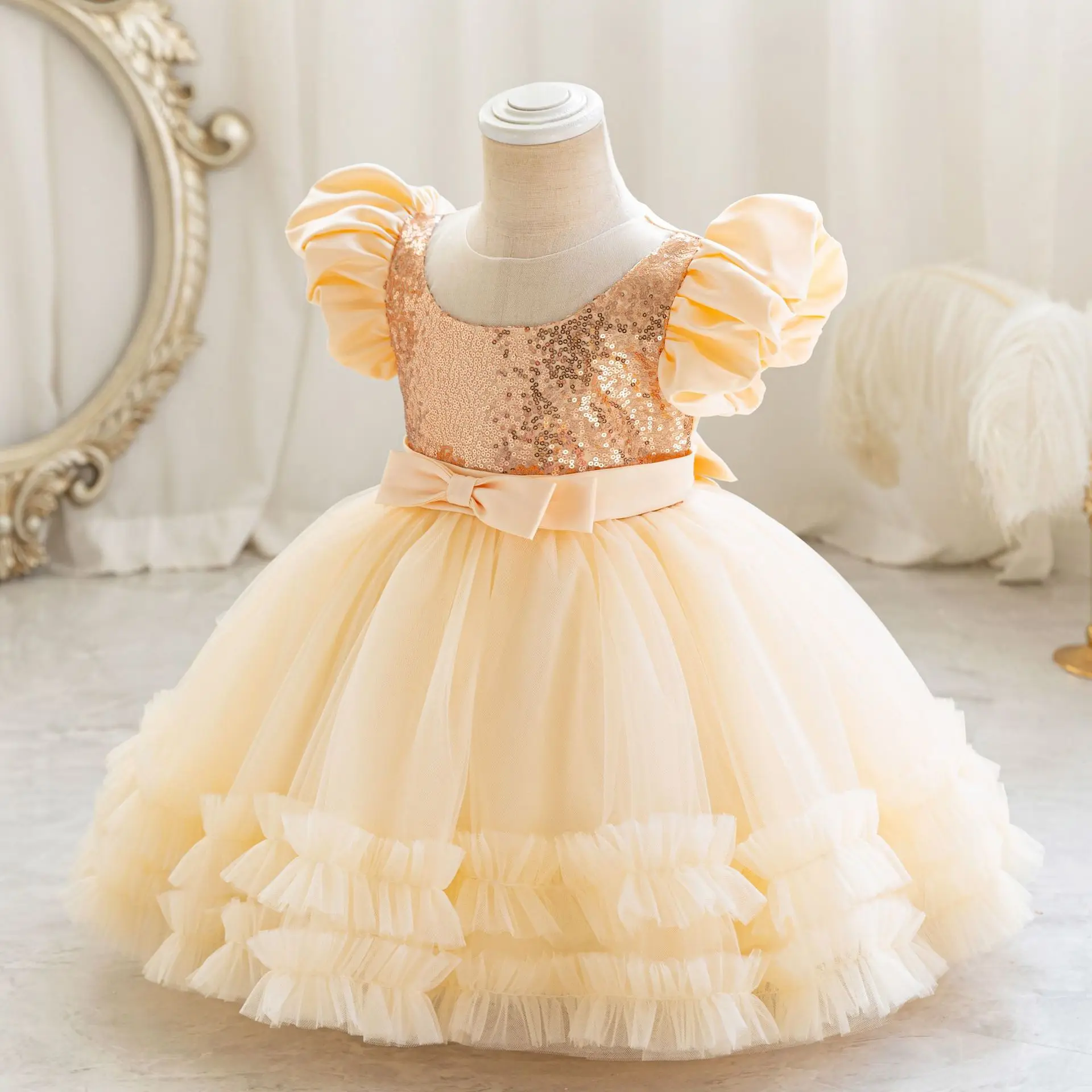 Girl Princess Dress Kids Baby Ceremony Kids Baby Girl Princess Dress Toddlers Party Gown Kids Bows 1Y Clothing