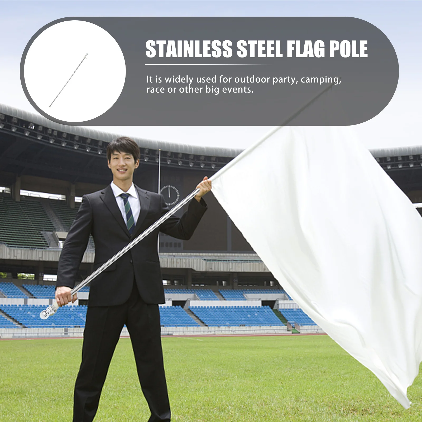 

Professional Stainless Steel Flagpole Rotating Ring Easy Assembly for Porch Garden Use Stainless Steel Flag Pole