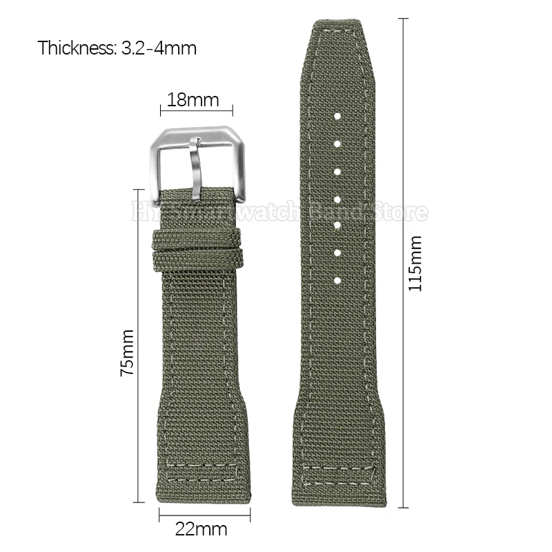 Correa de reloj Cnavas de nailon de 20mm, 21mm y 22mm para IWC Pilot Series, repuesto de pulsera para hombres y mujeres, accesorio de pulsera con cierre de Pin de Metal