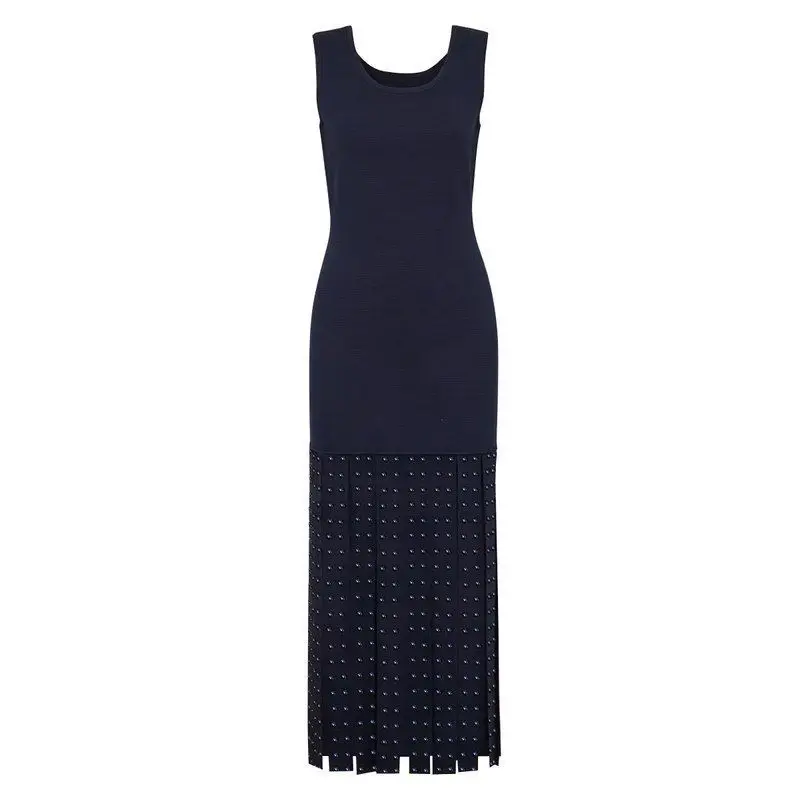 

Summer New Women's Sleeveless Slim Fit Long Knitted Dress Rhinestone Elegant Lady Long Skirt Commute Style mid Waist Straight...
