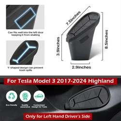 Trash Can For Tesla Model 3 2017-2024 Highland (Left Front Side Door) Garbage Can Bin Side Door Storage Box Organizer