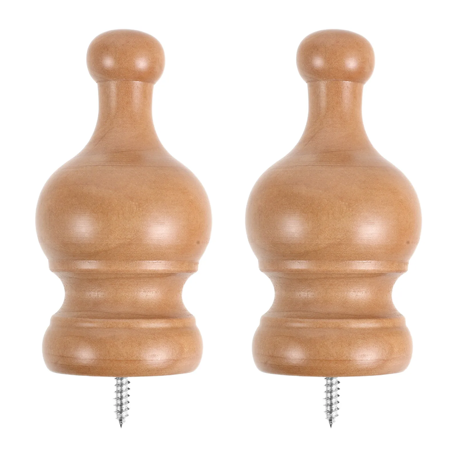 2Pcs Curtain Rod Finials Natural Wood Grain Crown Design for 23Mm Curtain Poles Decorative Window Drapery End Caps Home Office