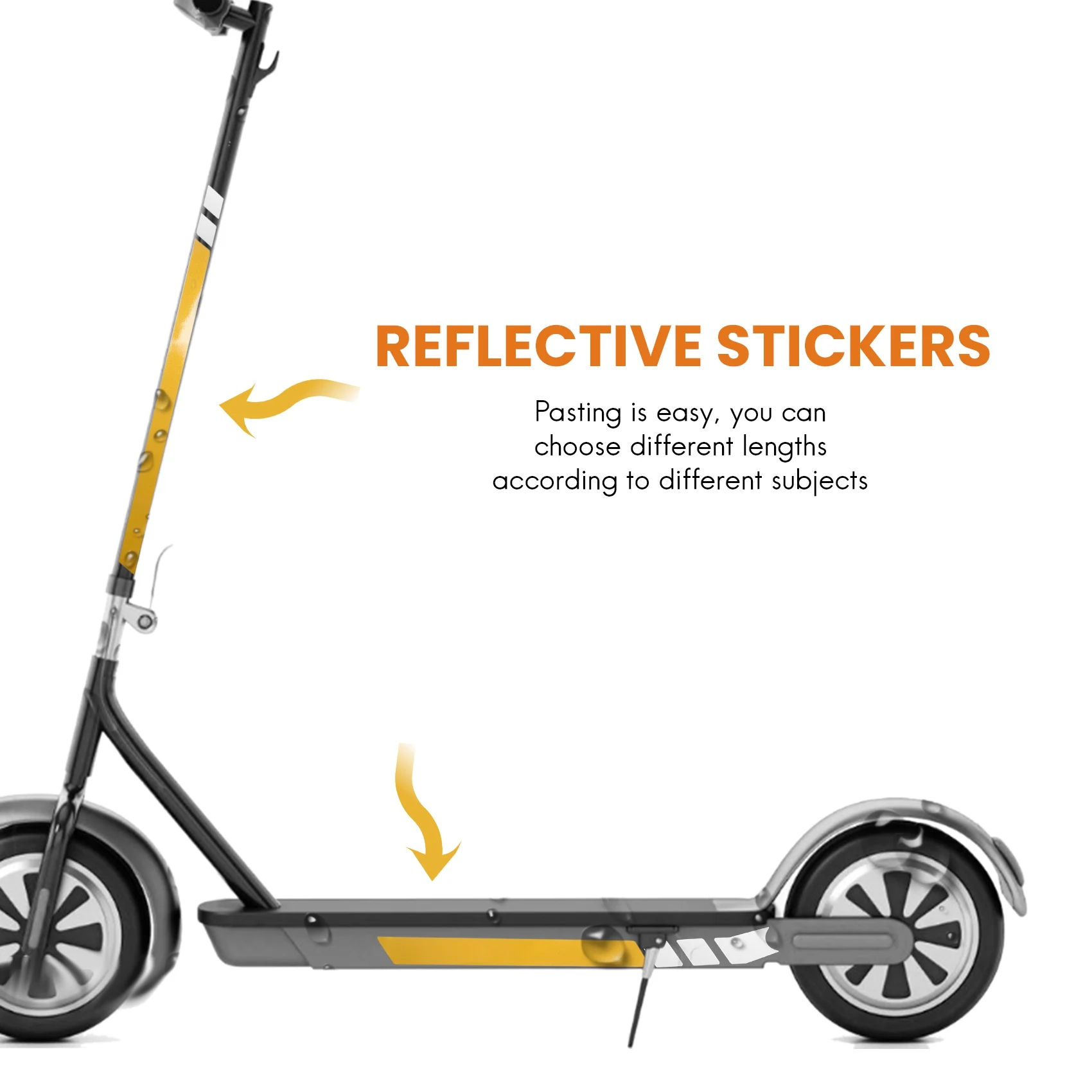 Waterproof Pvc Reflective Stickers for Ninebot MAX G30 Kickscooter Foldable Stickers(White White Yellow)