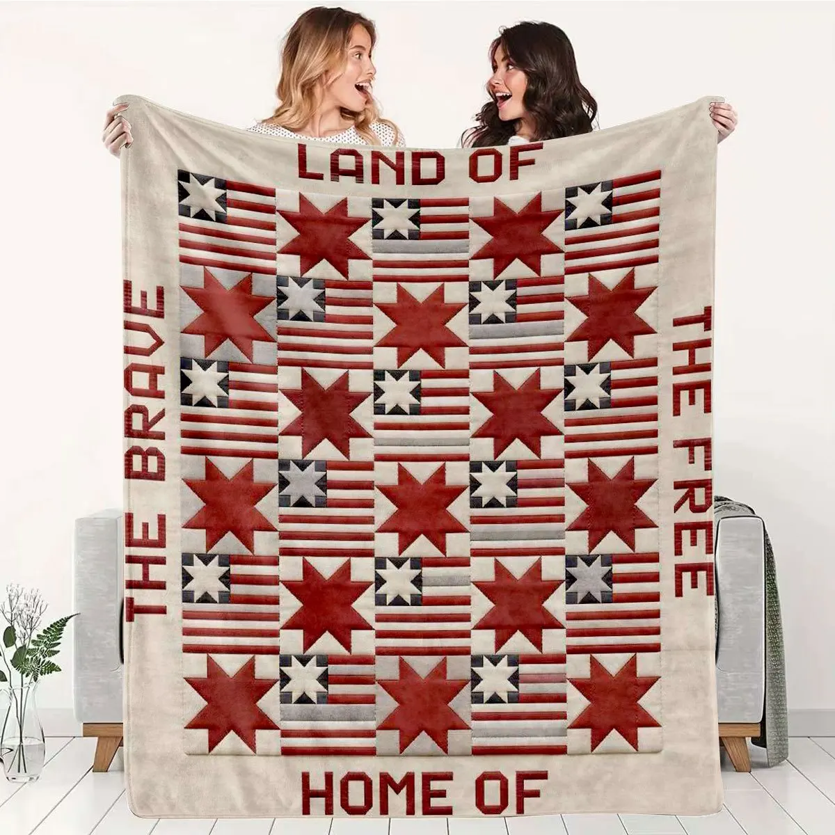 Patriotic American Flag Throw Blanket Stars and Stripes USA Cozy Fleece Home Decor Gift for Living Room Couch