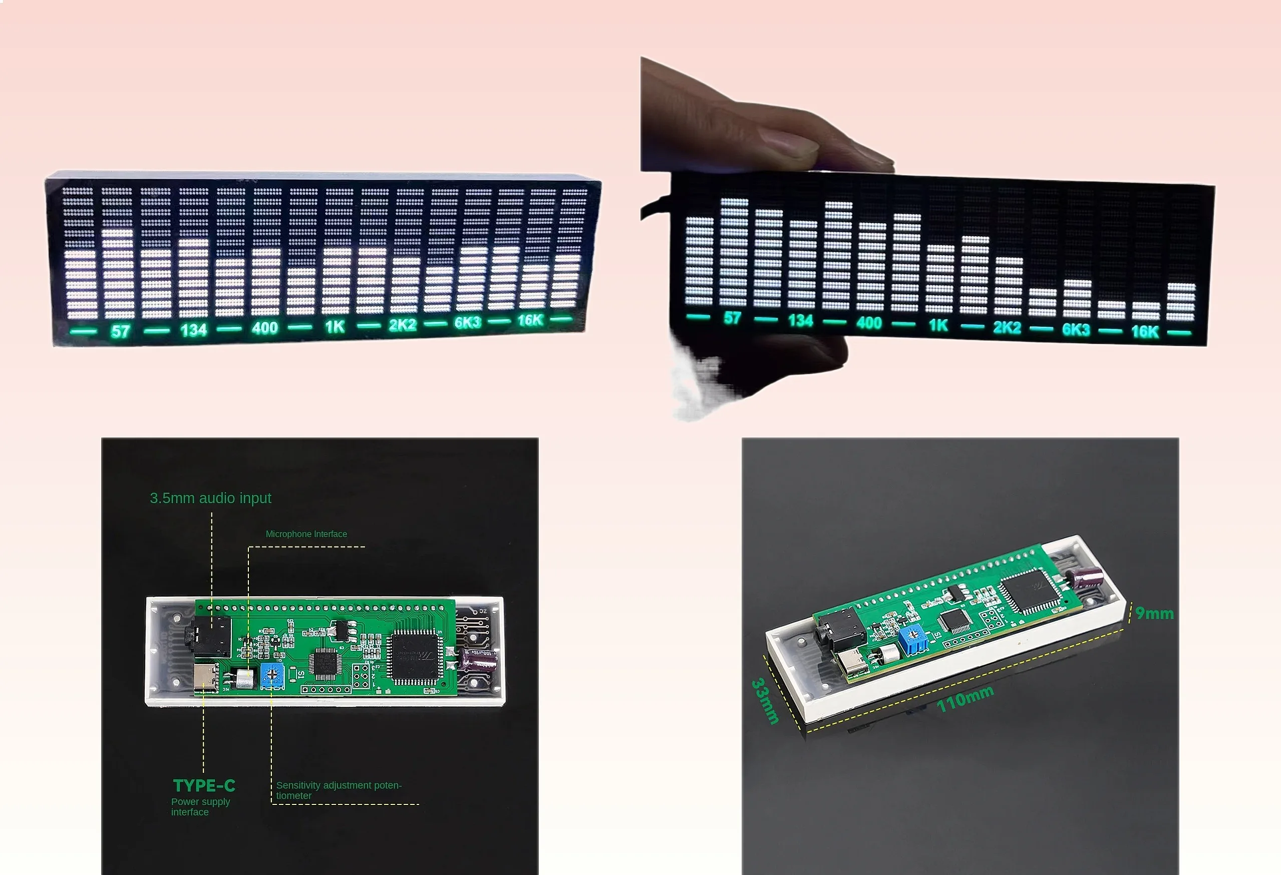Audio Music Visualizer - LED Music Spectrum Display Analyzer Audio