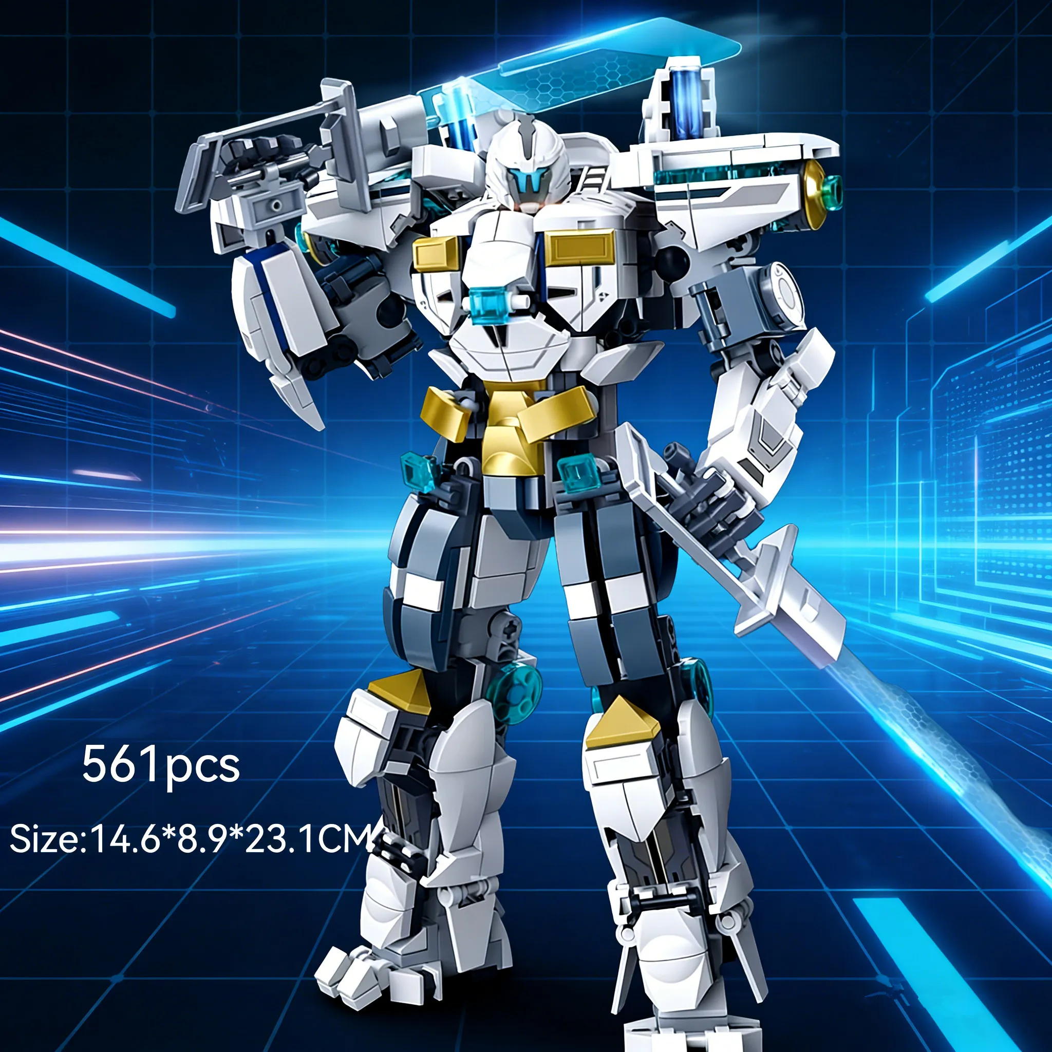 

561pcs Diy White Guardian Robot Warrior Building Blocks Mech Assembling Educational Toys Model Robot Children's Puzzle Toys