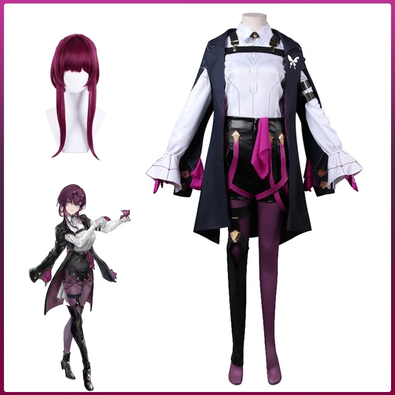 New Kafka Cosplay Costume Wig Honkai Star Rail Women Outfit Game Uniform Coat Jacket Shorts Full Set Halloween Roleplay Clothes