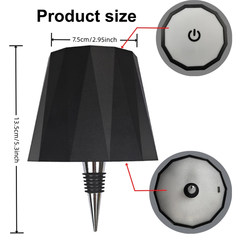 ワイヤレスワインボトルテーブルランプタッチコントロール3色無段階調光ナイトライトバーワインボトルテーブルランプに適しています