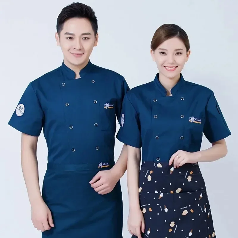 Chef's Clothing Long Sleeved Men's and Women's Hotel Baking Workshop Short Sleeved Restaurant Cafeteria Catering Work Clothes