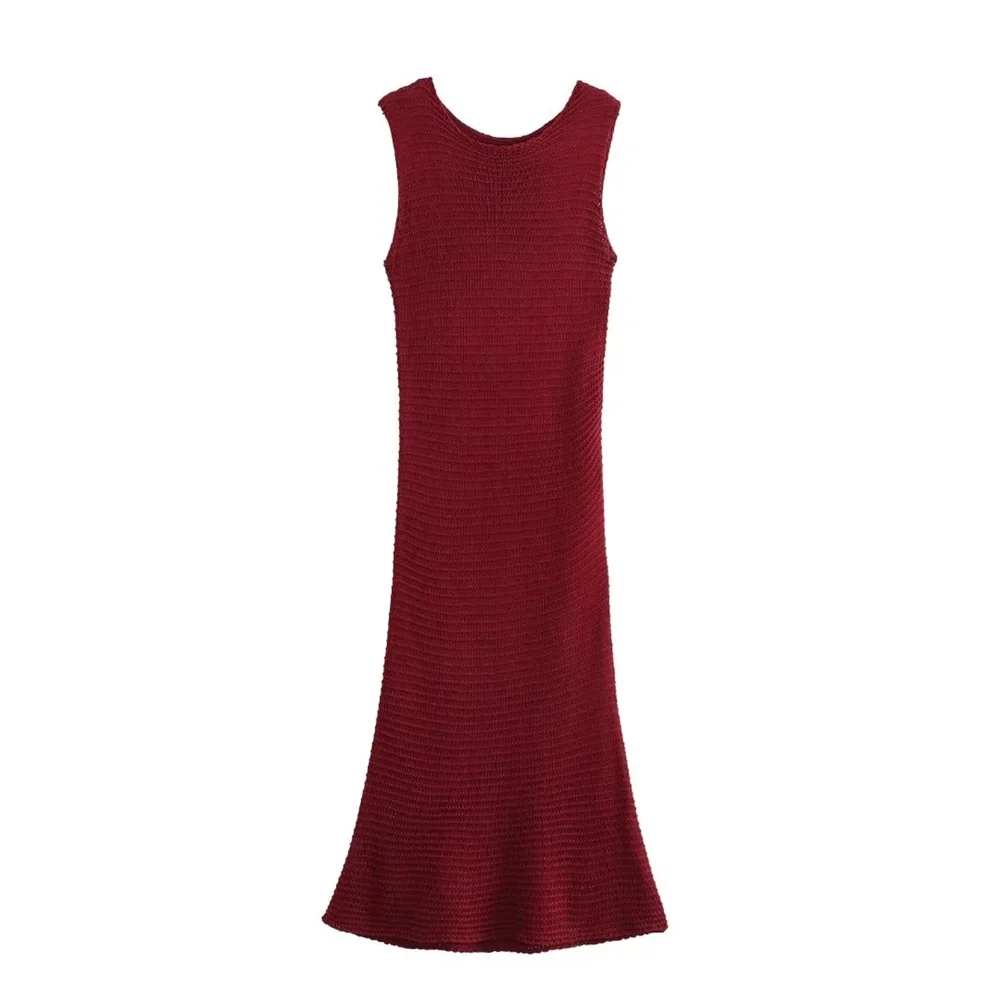 

Pop 2024 Autumn New Product Women's Fashion Style Slimming Round Neck Sleeveless Texture Sweater Dress