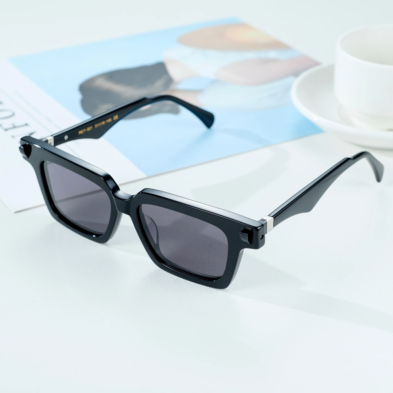 Reef Tiger унисекс квадратные оттенки RET-901 полностью серые модные солнцезащитные очки 400 УФ-защита ярко-черный прямоугольный дизайн