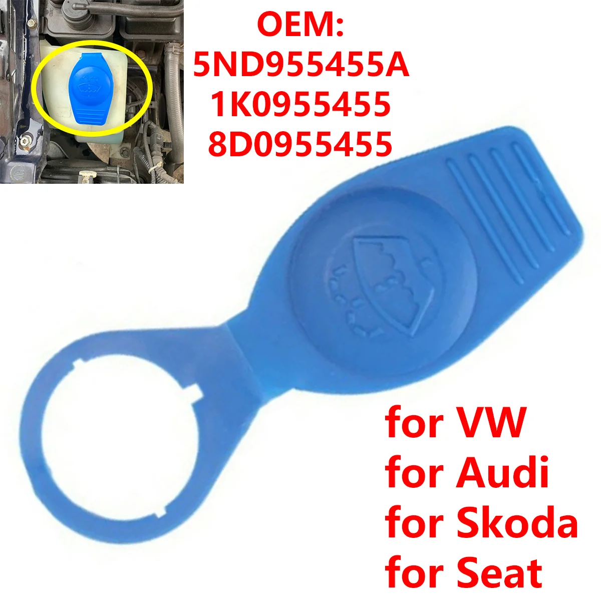 1K0955455 Car Windshield Washer Fluid Reservoir Tank Cap 8D0955455 for VW Golf Passat Jetta Tiguan for Audi for Skoda for Seat