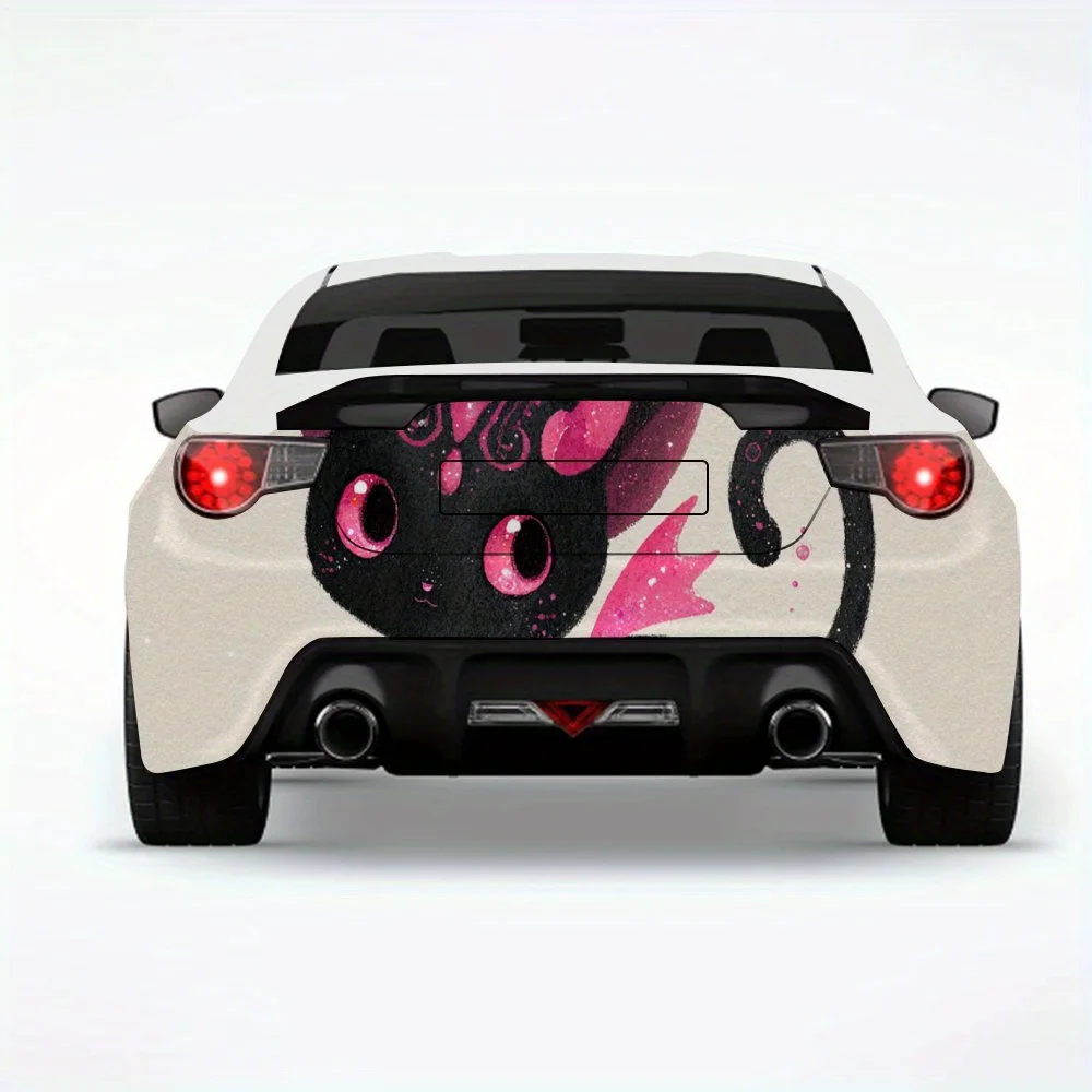

Cute Black Cat with Pink Elements Car Sticker,Vinyl Decal for Car Rear, Waterproof Self-Adhesive Vinyl Stickers for Vehicle Tail