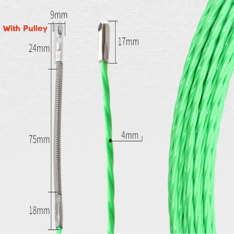 Universal Wire Threading Device 5-30M Spring Rope Pulling Device With Pulley Fish Tape Wire Puller Through Wall Wire Threader