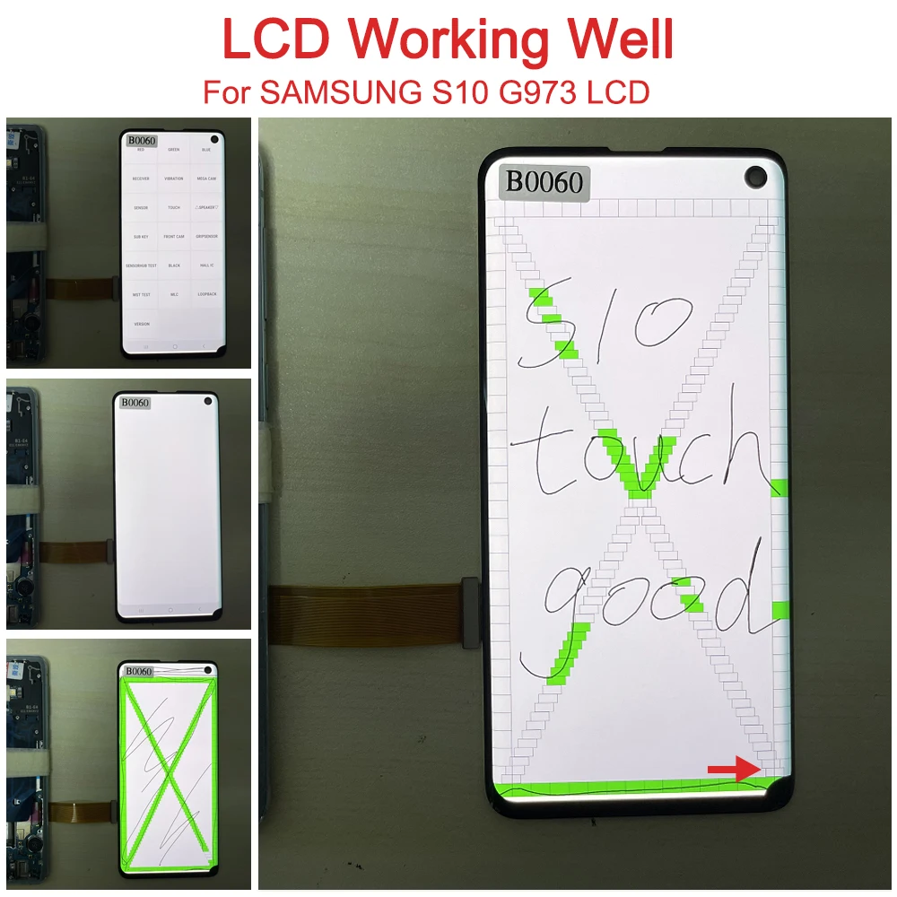 Line spot defect for Samsung Galaxy S10 LCD Display 6.1 “ For Touch Screen For Samsung S10 SM-G973F, SM-G973U Display Point