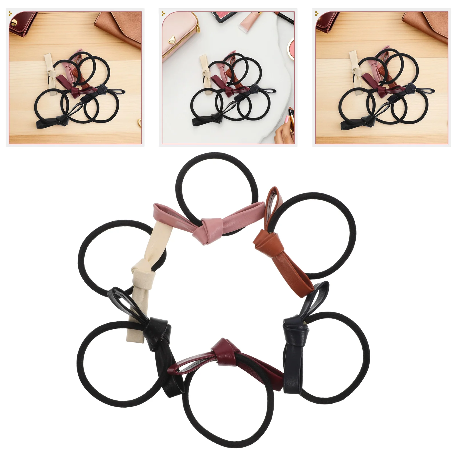 

12Pcs Bow Hair Ties Small PU Knotted Elastic Ponytail Holders for Women Girls Cute Hair Bands Everyday Styling Accessories