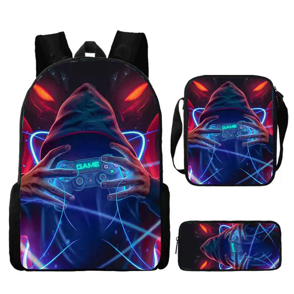 

Hip Hop Youthful Novelty Games console 3D Print 3pcs/Set Student Travel bags Laptop Daypack Backpack Shoulder Bag Pencil Case
