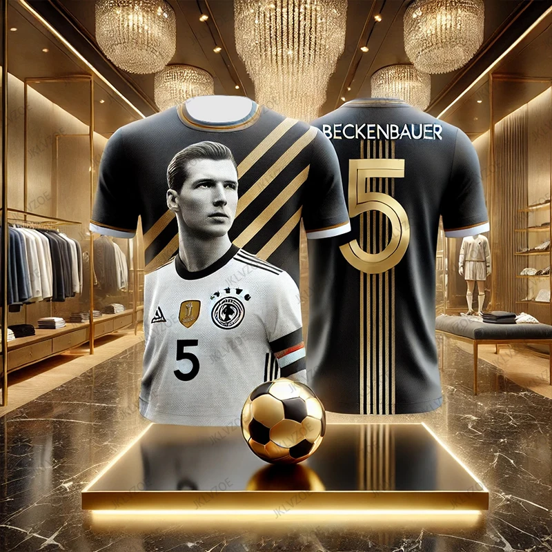 New CHATGPT Designed Special Edition Luxury Short Sleeve Franz Beckenbauer 5 Germany Soccer Jersey Mens T shirt Kids/Adult