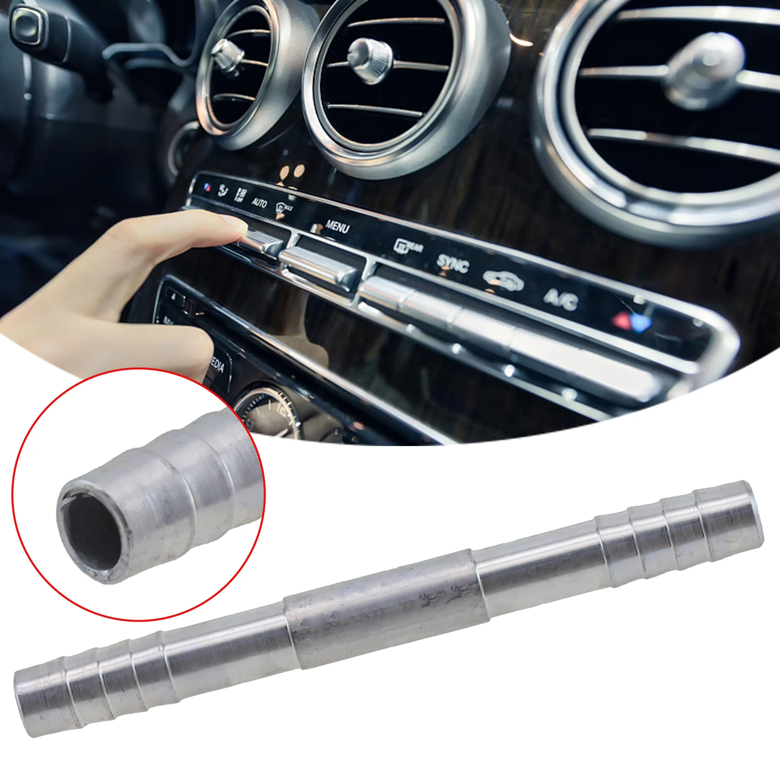 Car A/C Hose Barb Straight Splice Push 8-11-13-16-17mm Pipe Straight Joint Car Aluminum Water Pipe Joint Buckle Straight Joint