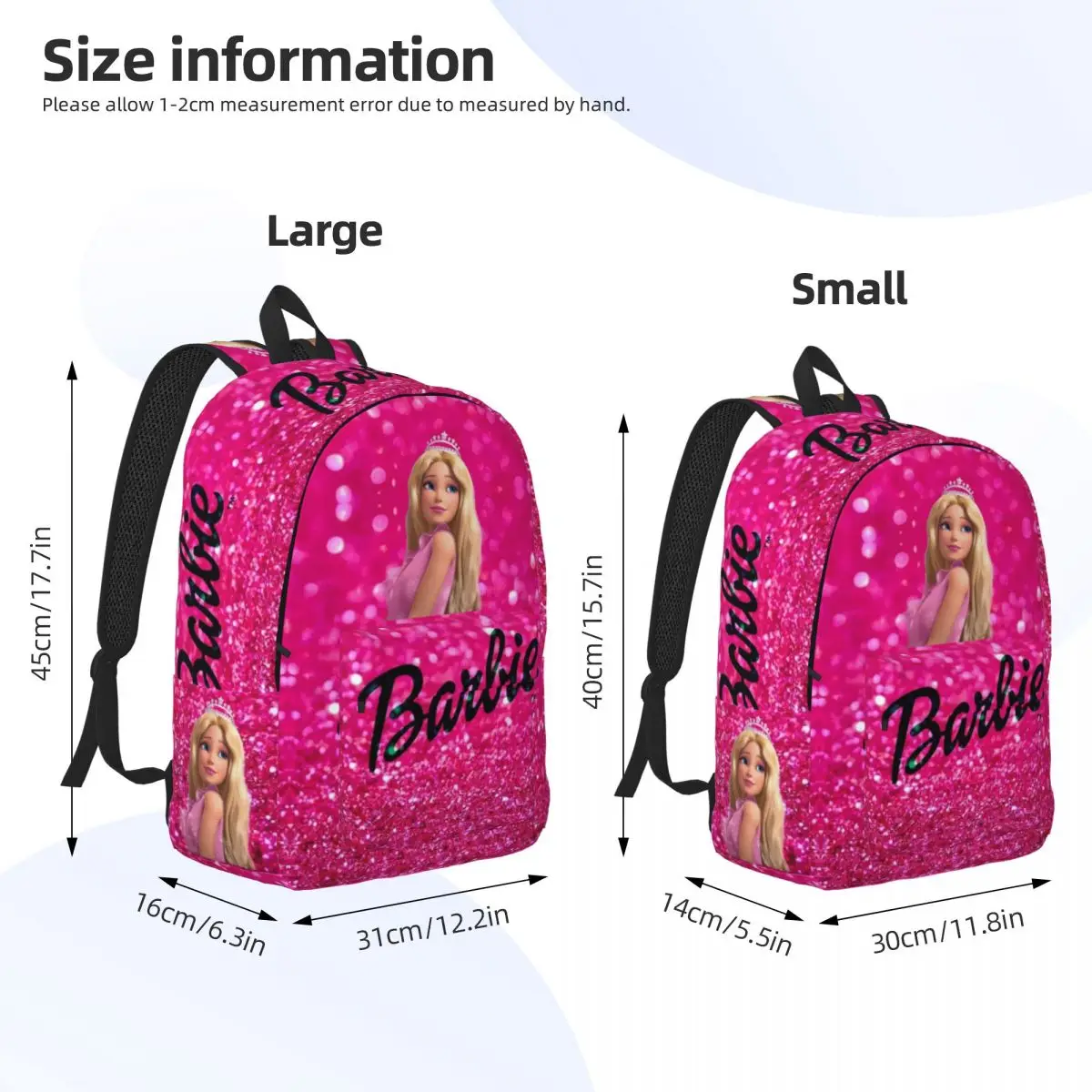 Laptop Bag Cute Barbie Zipper Closure Sanrio Barbie For Boy Girl Birthday Gift Versatile Schoolbag Campus