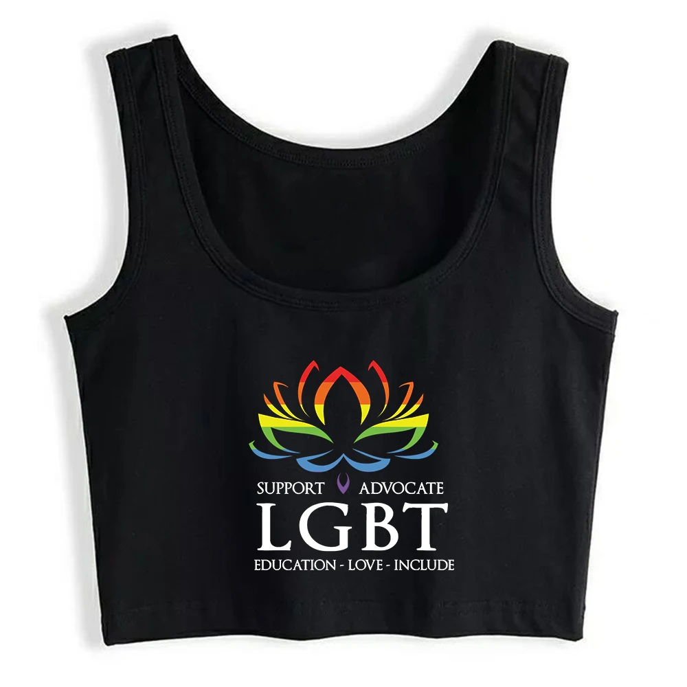 Supporto Advocate Education Love Include Design Top corto sexy Canotta LGBTQ Pride Month Canotta arcobaleno personalizzata