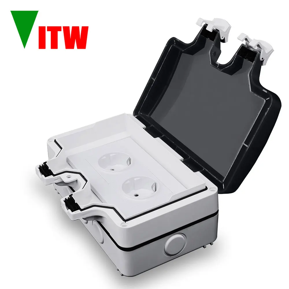 Vitw 146mm * 86mm switch socket waterproof box can be locked, IP66 outdoor wall mounted hanging dustproof box splash proof box