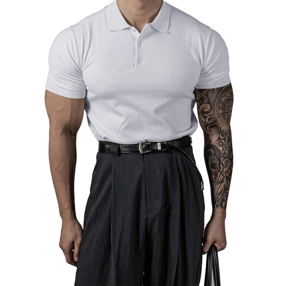 Blouse boutonnée et décontractée pour hommes, haut tendance, vêtement de sport, revers, régulier, solide, document