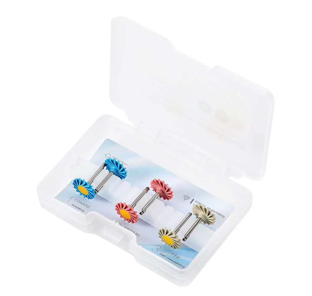 6 teile/schachtel AZDENT Dental Zirkonia Polierscheibe Polierer RA 3-Stufen Polieren Gummi mit Diamant Zahnmedizin Werkzeug – Detail 8