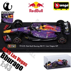 Bburago 1:43 F1 RB19 Las Vegas GP casco Red Bull Racing RB19 cubierta antipolvo #1 Max Verstappen #11 Sergio Perez Formula Racing, nuevo