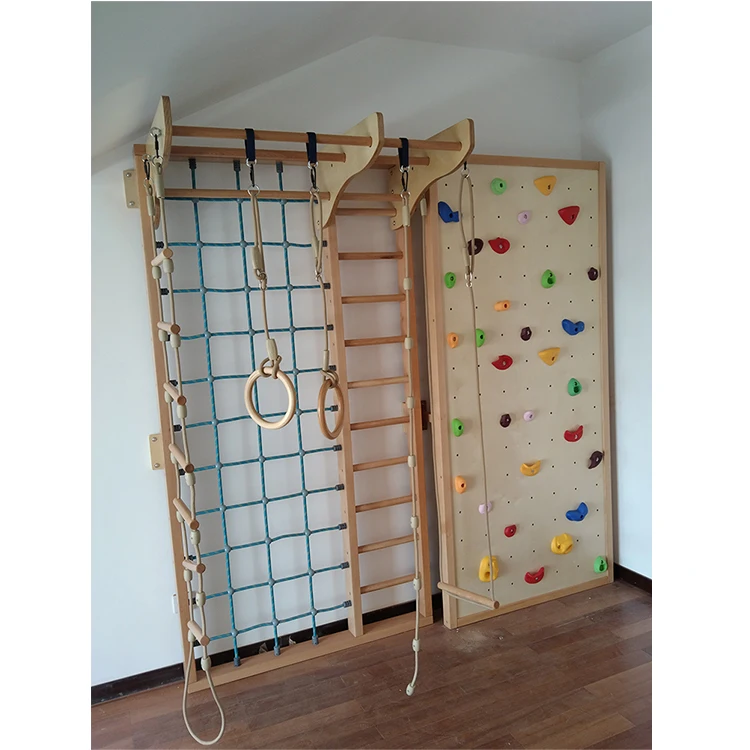 Factory Supply Discount Price Rock Climbing Wall Children Climbing Ladder Hanging Ring Indoor Play Equipment