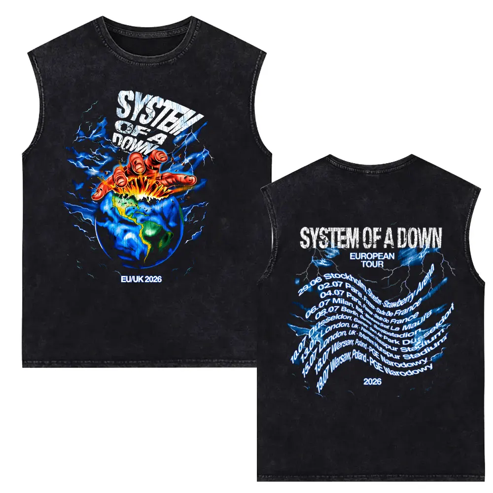 Rock Band System of A Down Mezmerize Vintage Washed Tank Tops Men Women Retro Alternative Metal Music Sleeveless Vest T-shirts