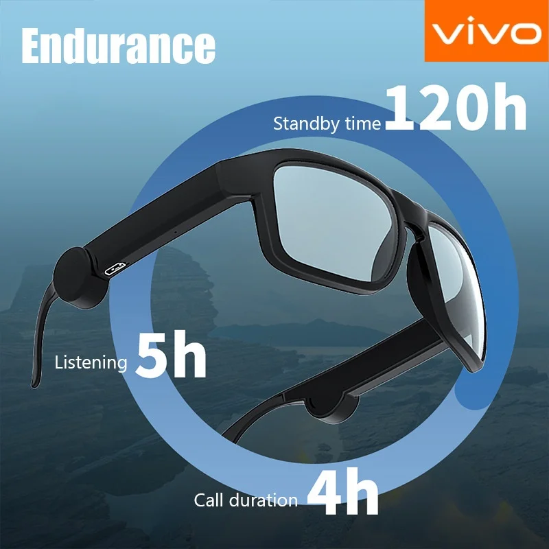 VIVO 스마트 안경 블루투스 지능형 안경 통화 TWS 음악 헤드폰 오디오 다기능 방수 오리지널 선글라스 New