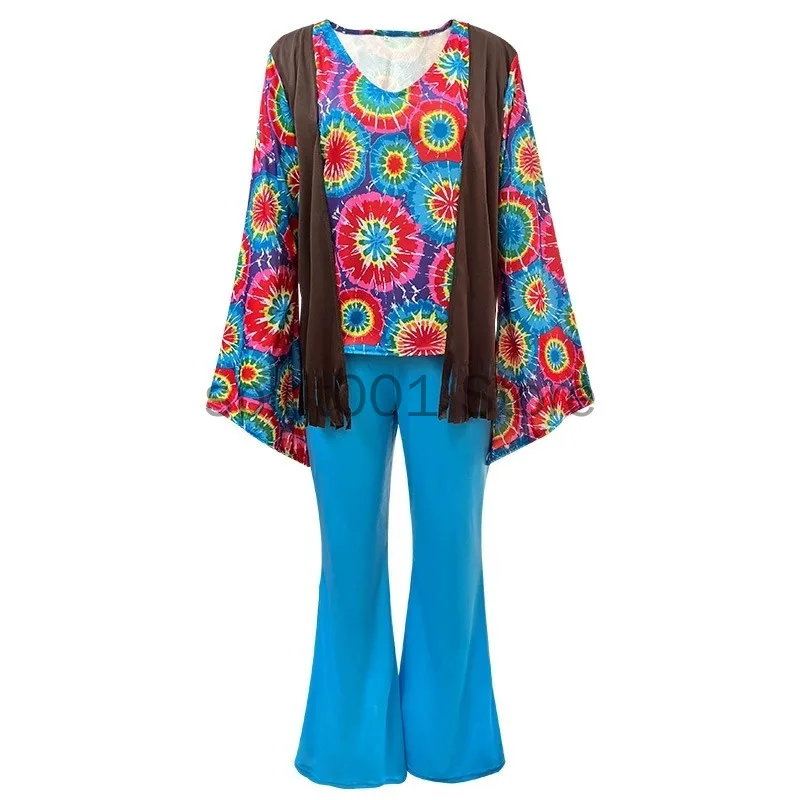 Halloween cosplay vintage 70s retro hippie trajes paz e amor colete grátis roupas adultas carnaval festa palco