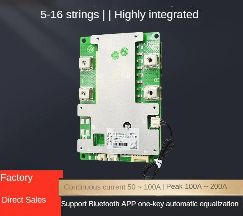 BMS 16S 48V Lifepo4 8S 24V 60A 100A Battery Management System BT UART RS485 Communication Function Balancer For Power Bank