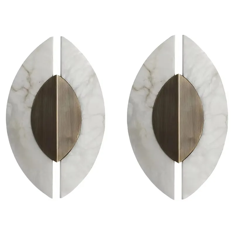 *(2-piece set)American Modern Unique Design Wall Lamp Natural Alabaster Wall Sconce for Bedroom Hallway Stairway