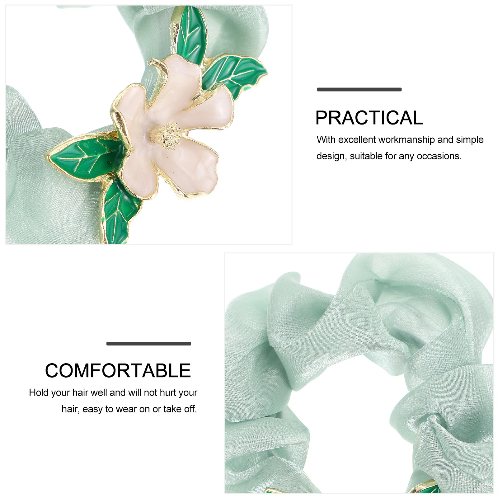 

3Pcs Flower Hair Rings Stylish Mesh Hair Ties Elegant Headdress for Daily Wear and Parties Headdress