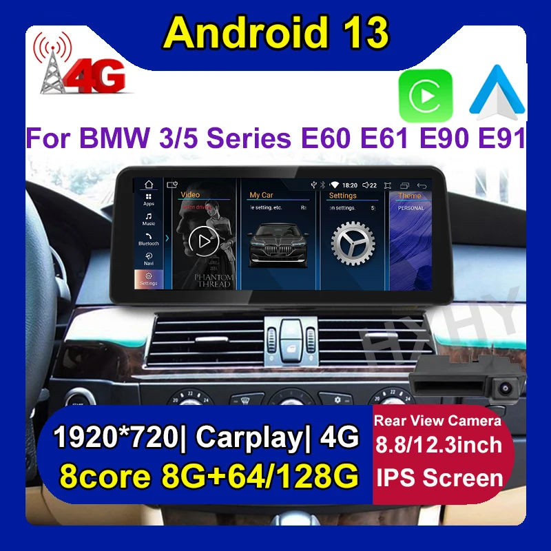 New 8.8/12.3inch Android 13 Car DVD Player System Multimedia For BMW E60 E90 CCC CIC Radio GPS Navi Audio Carplay