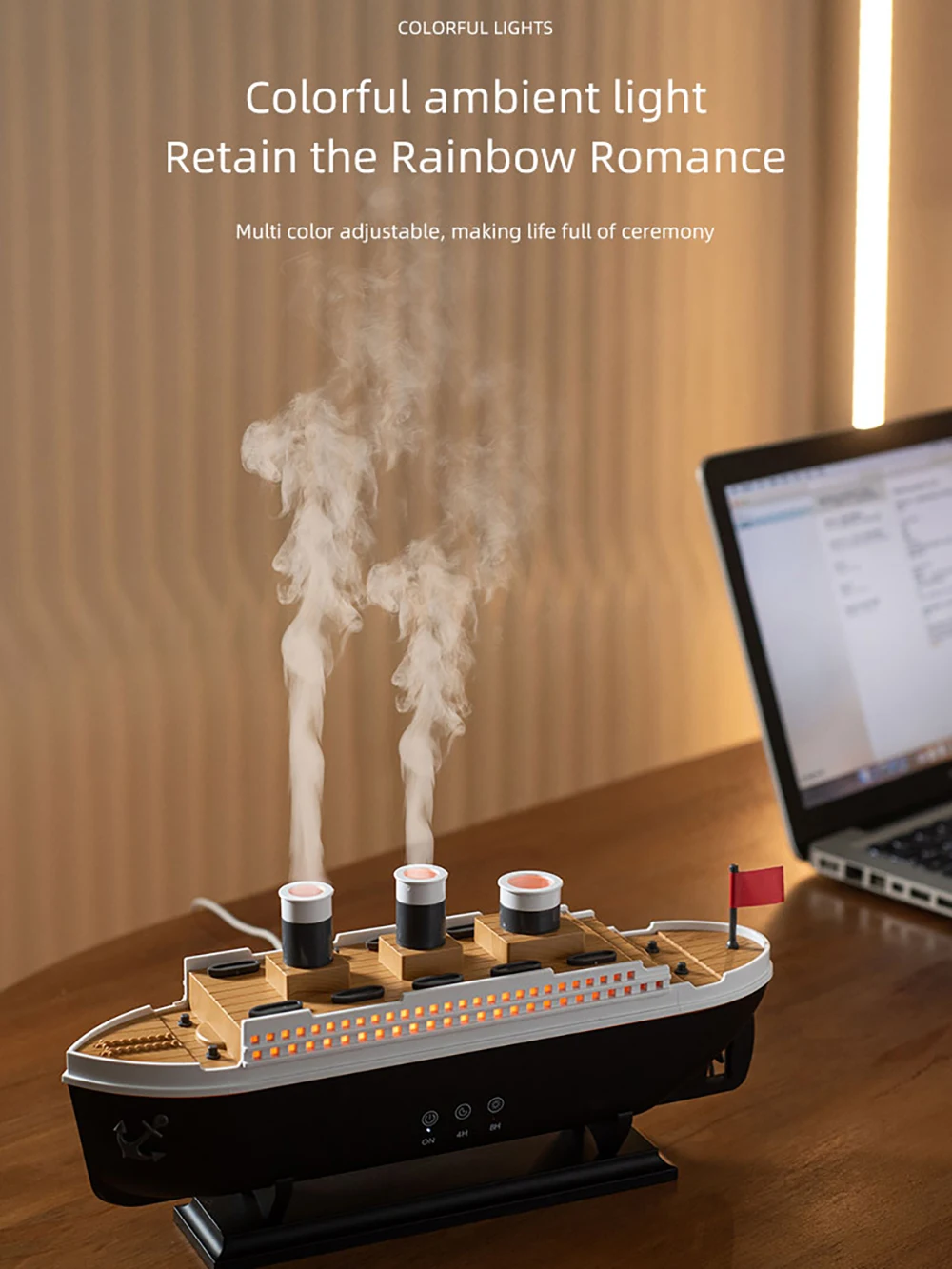 Jellyfish Simulated Steam Boat Air Humidifier Essential Oil Diffuser Jellyfish Smoke Ring Spray Aroma Diffuser  for Home Room